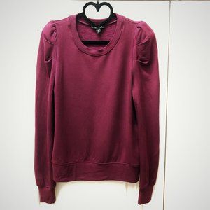 *New* Express Ultra-Soft Burgundy Pleated Puff Sleeve Sweatshirt XXS